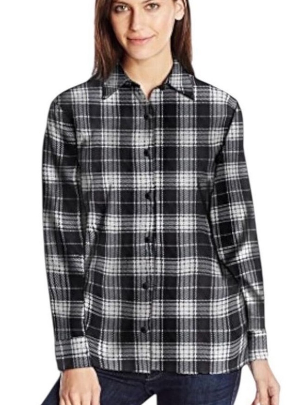 Riders by Lee Black and White Women's Cozy Fleece Long Sleeve Shirt Size XL